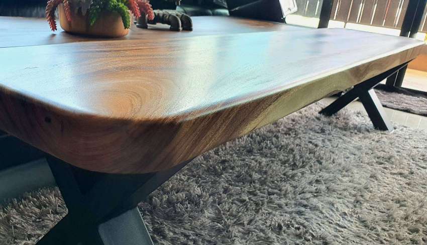 NEW ACACIA COFFEE TABLE SOLID ACACIA 2M LONG ROUNDED EDGES 