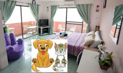 Pet Friendly, Furnished AC Room, 2 Balcony, No Contracts 4600฿/Month 