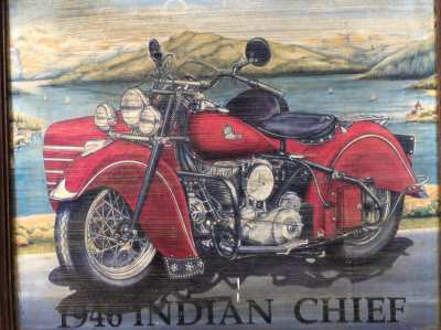 Harley Davidson old painting  with wood frame, handpainted, H.D.  