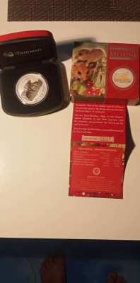 LUNAR SILVER COIN SERIES II 2008 YEAR OF THE MOUSE GILDED EDITION