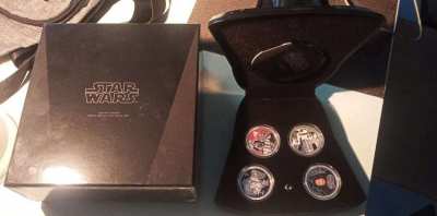 2011 STAR WARS SET WITH DARTH VADER CASE - 4 OZ. PURE SILVER COIN SET