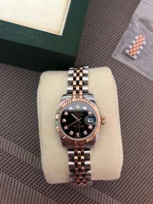 Rolex date just ( lady)26mm pink gold diamond dial 