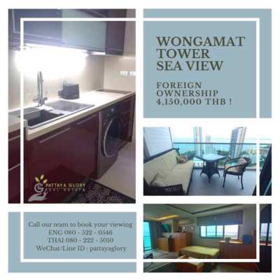 Wongamat Tower | Sea View | Corner Unit | 4,150,000THB
