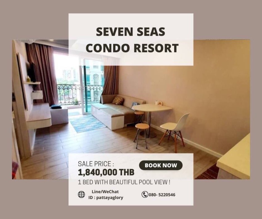 Seven Seas Condo Resort @ 1,840,000 THB !  1 Bed For Sale 