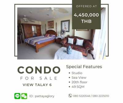 View Talay 6 Studio For Sale! Central Pattaya Beach ! 
