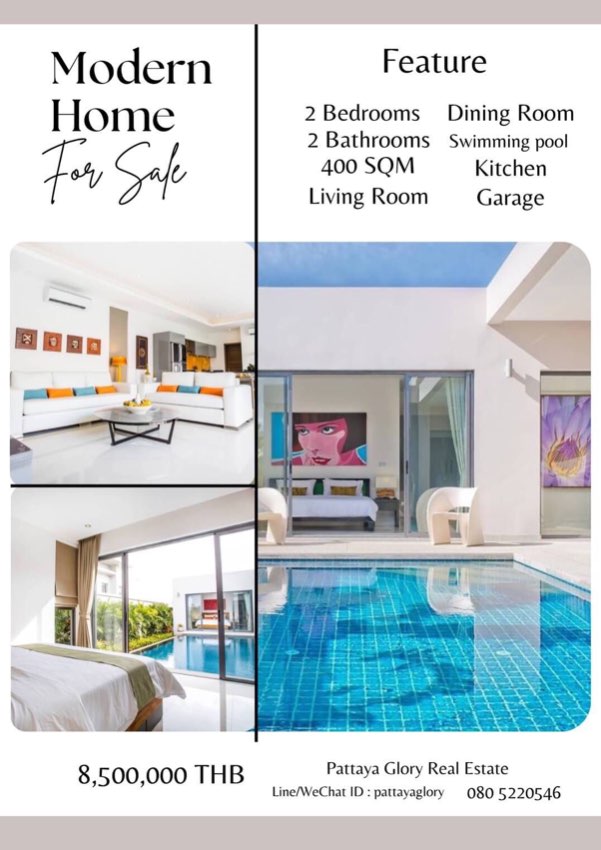 Stunning! Super Modern 2 Bedroom Luxury Pool Villa for Sale 