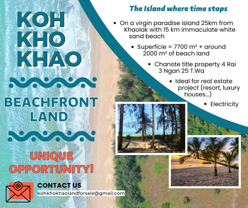 BEACHFRONT ISLAND LAND 7700 sqm + 2000 sqm beach land