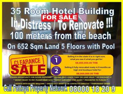 35 Room Hotel Building in Distress to Renovate for Sale