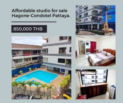 Affordable studio for sale in Hagone-Condotel Pattaya. 