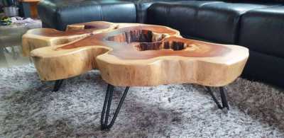 Unique log coffee table solid hardwood  hardwood