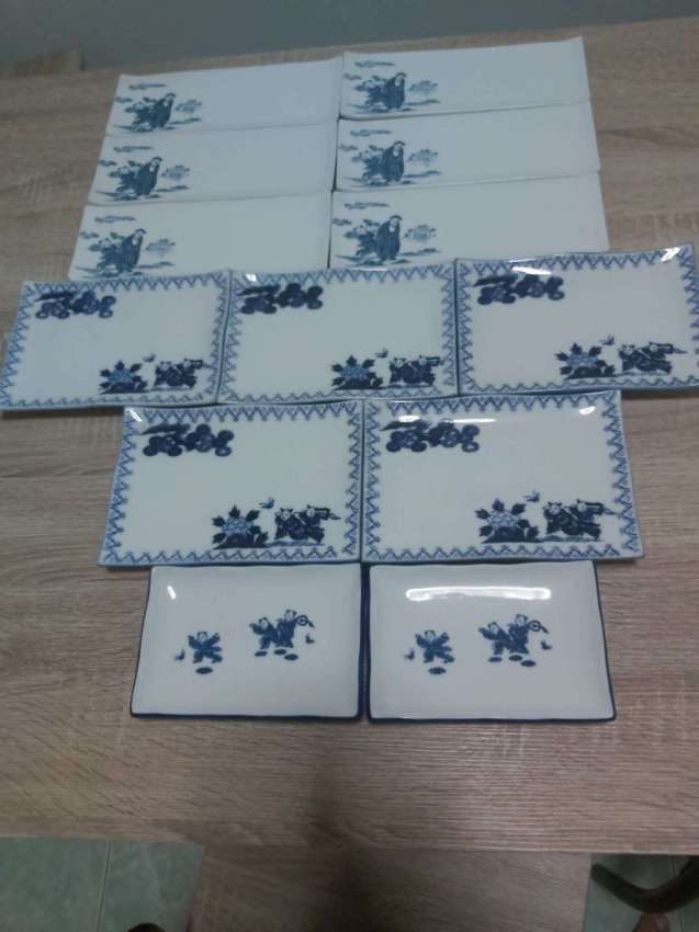 REDUCED Chinese blue and white dishes showing boys playing  x 13