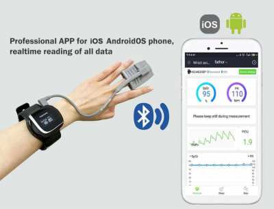 Wrist pulse oximeter, apnea alarm, heart rate, sleep monitor with app