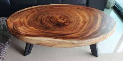 Discounted Oval log coffee table solid hardwood  acacia 
