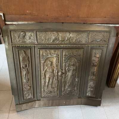 Antique cast iron fireplace cover