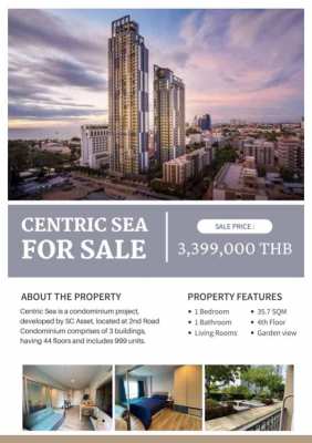 Centric Sea Pattaya 1 Bed For Sale 3,399 M 