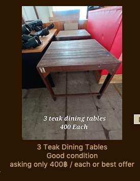 3 Teak dining Tables