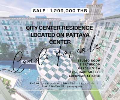 Condo for sale at City Center Residence  Located on Pattaya center. 