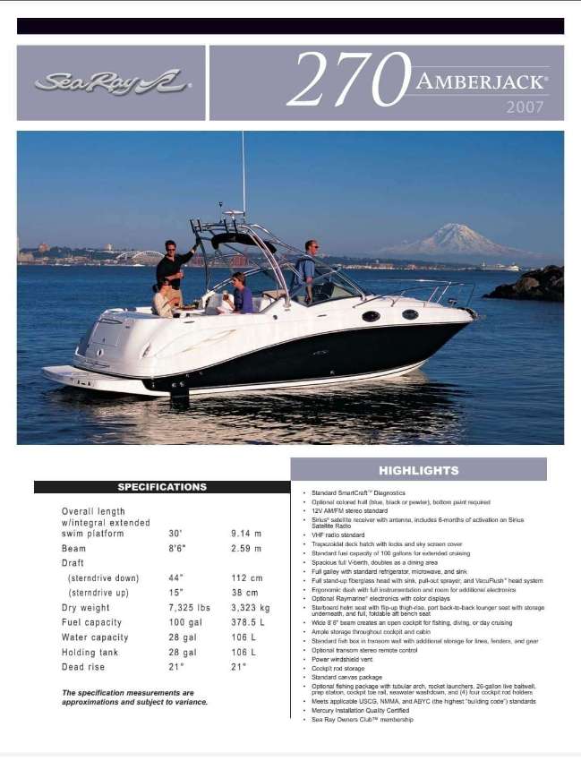 SEA RAY - AMBERJACK 270 with very good condition (sell by owner)