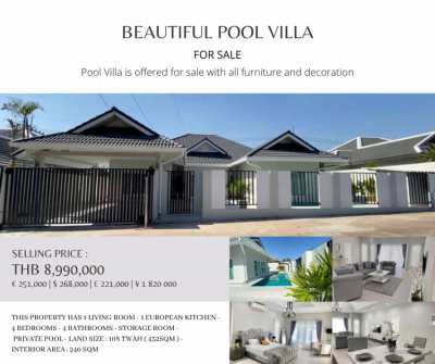 Beautiful 4 Bed & 4 Bath Pool Villa For Sale