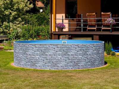 Aboveground steelwall liner swimming pool set in stone colour finish