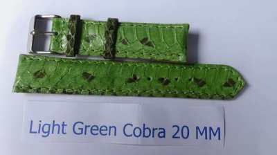 Unusual green 20 mm watchband made from genuine Cobra