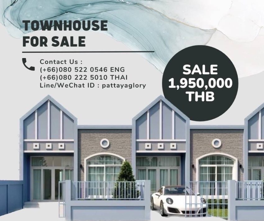 Townhouse with 2 Bed & 2 Bath in East Pattaya. 