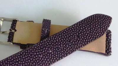 22 MM Brown stingray watchbands, suede backing