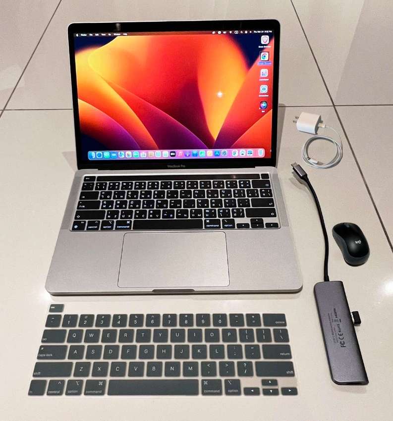 MacBook Pro M1 2020 with mouse, English/Thai keyboard and adaptor