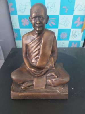 A old Thai bronze statue  of a monk L.P.Ajarn 6