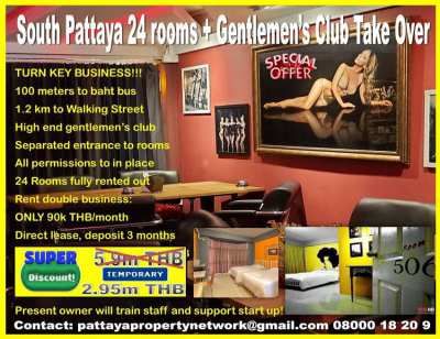 Bargain Priced 24 Rooms + Gentlemen’s Club Take Over Pattaya City