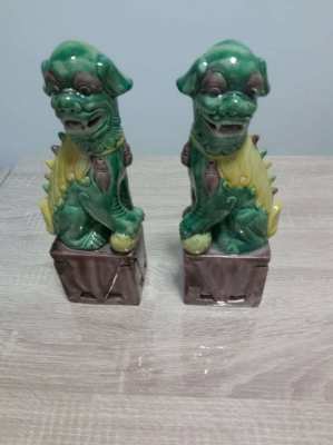 Very large pair of old chinese foo dogs 12