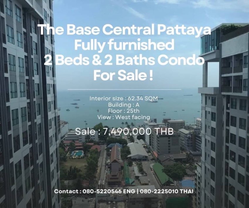 The Base Central Pattaya. Fully furnished 2 Bedrooms