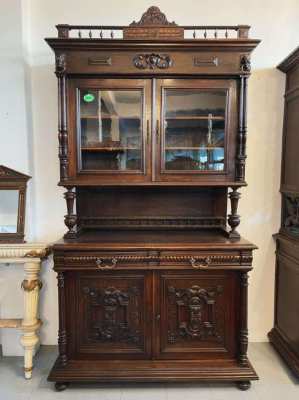 Antique Renaissance carved hunting cabinet