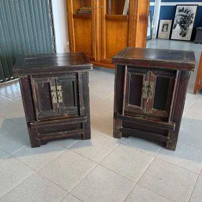 A pair of Chinese Qing Dynasty period bedside cabinets from the 19th c