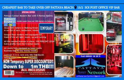 Pattaya Center Bar with 5 Rental Rooms