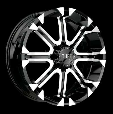NEW Alloy Wheels TUFF T13 Matte Black with Chrome Accents 20inch
