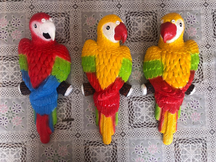 Parrots figures 3 pieces decoration birds garden decoration wall deco