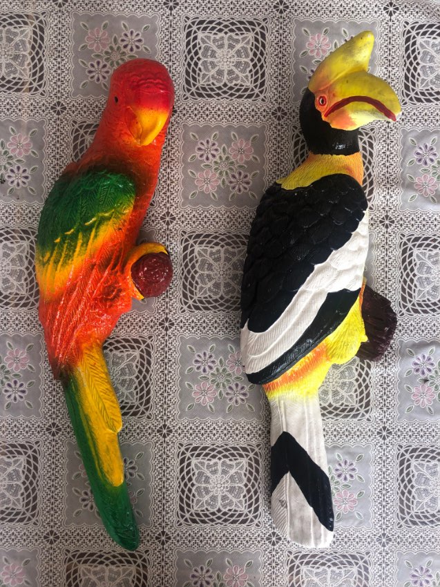 Parrot figures 2 pieces, bird figures Gardendecoration, Wall decoratio