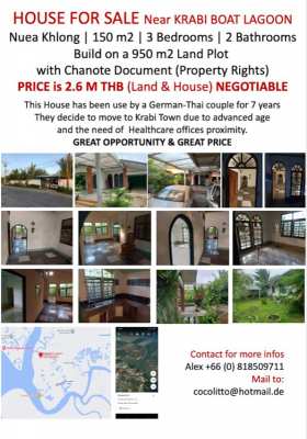 HOUSE & LAND for Sale, Near Krabi Boat Lagoon