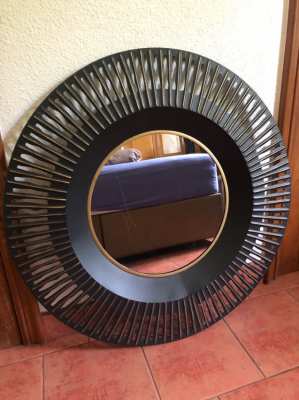 Mirror round, wall mirror with frame, decoration 