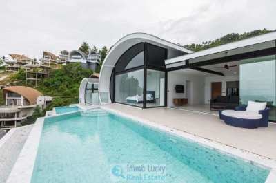 For sale brand new 3 bedroom sea view pool villa in Chaweng Noi