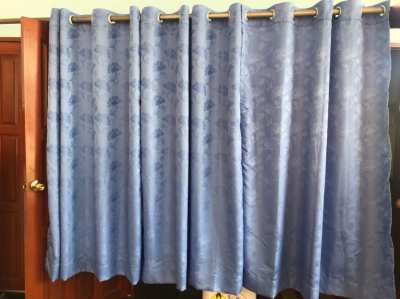 3xCurtains with eyelets,1,64m x1,38m blue, opaque .Free Shipping