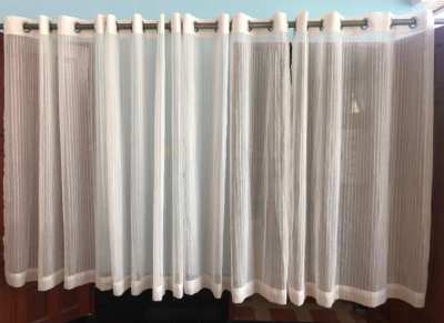 4 White Curtains translucent,1,60m x1,38m,with eyelets.Free Shipping..