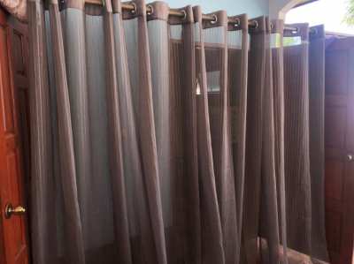 4 Curtains silver,translucent,1,40m x2,20m, with eyelets.Free Shipping