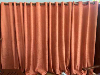 4 Curtains with eyelets, orange1,38mx2,20m,slightly translucen.