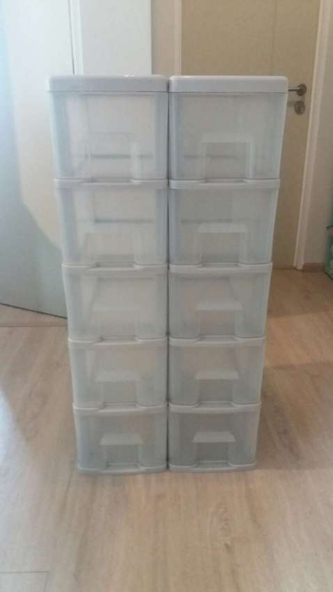5 LARGE STACKABLE STORAGE DRAWERS & ORGANIZER LIGHT & STRONG (2 UNITS)