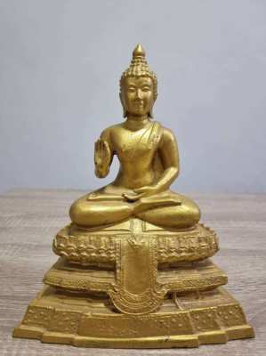 Large heavy gold painted bronze figure of Budha