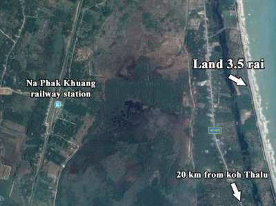 Land for sale (5600 m²) front beach Bang Saphan