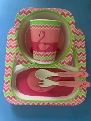 Christmas and birthday Kids bamboo bowl,plate, cup, fork and spoon set
