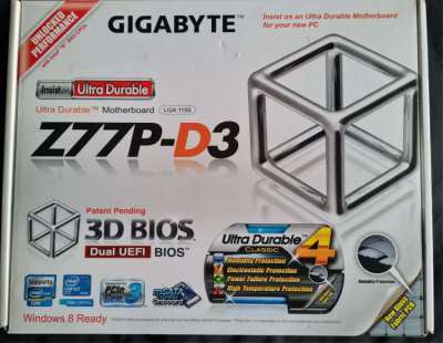 Gigabyte Z77P-D3 Ultra Durable Motherboard with memory and processor